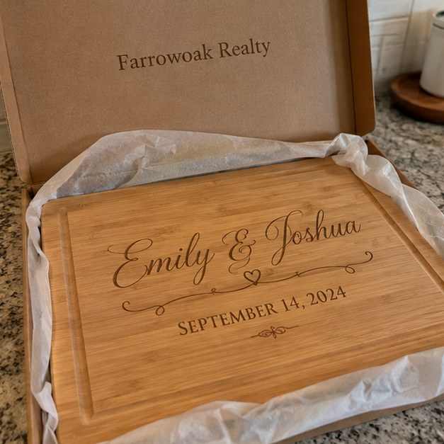 Custom engraved cutting boards — customer photo