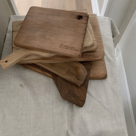 Custom engraved cutting boards for small business