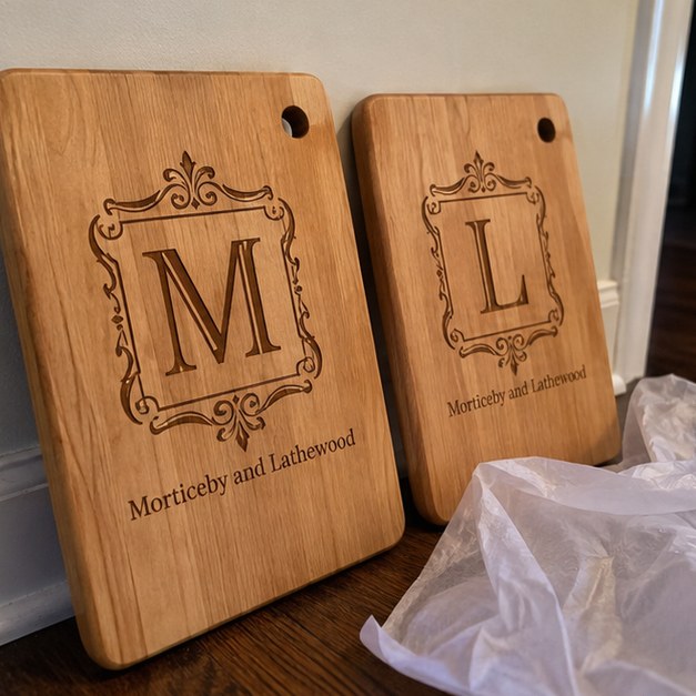 Personalized engraved cutting boards — customer photo